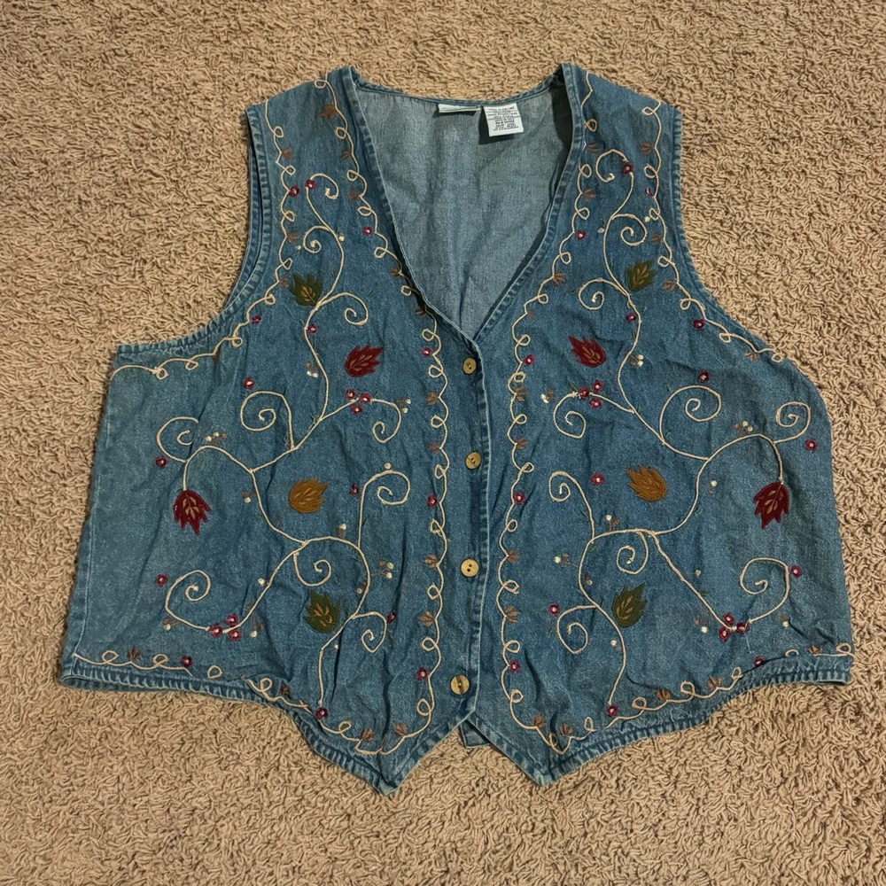 Vintage 1990s Bobbi Brooks Fall Denim Vest